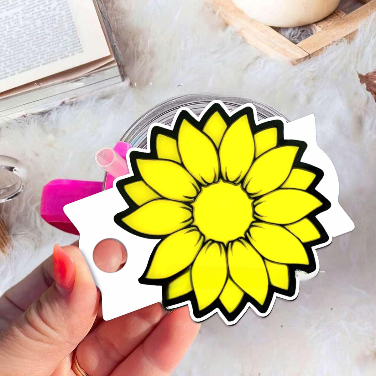 Wholesale Acrylic Sunflower Pattern Lid Decoration 2nd Generation 20 30 40 Oz Cup